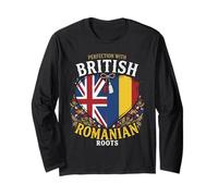 Romanian British Themed Outfit Idea for Kids Romania Flag Long Sleeve T-Shirt