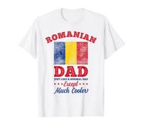 Romanian Dad Fathers Day Value Graphic T-Shirt, Men, White, L