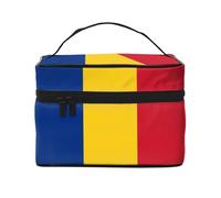 Romanian Flag Makeup Organizer - Spacious and Portable Cosmetic Travel Pouch