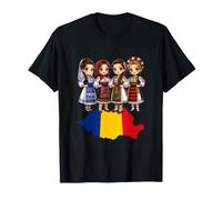 Romanian Girls Traditional Costume Map Flag Gift T-Shirt