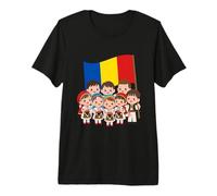 Romanian Kids Group Traditional Costume Tricolor Flag Premium T-Shirt