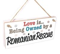 Romanian Rescue Owned by Dog Sign, Pawprint Decor