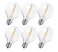 ROMANJOY 1W G40 LED Bulbs for Outdoor Mains String Light Replacement, 6Pack | 2200K Extra Warm, E12 Screw Bulb, 220-240V Clear Glass Mini Globe Spare Bulbs for Garden Festoon Lights