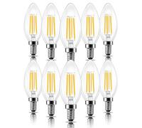 ROMANJOY 4W C35 E14 LED Light Bulb, 2700K Warm White Edison Dimmable LED Bulb, Equivalent 40W Candle Bulbs Small Screw, SES E14 Bulbs for Chandeliers Ceiling Lights, 10 Pack