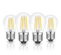 ROMANJOY 6W E27 LED Dimmable Light Bulbs, G45 Golf Ball Bulb Warm White 2700K, Vintage Filament Globe Edison Screw Bulb, 60W Equivalent 230V Glass LED Lamps, 4 Pack