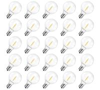 ROMANJOY G40 LED Bulbs Outdoor Solar Powered Shatterproof, G40 Low Voltage DC 3V Bulbs with E12 Base for Solar String Light Replacement, 2700K Soft Warm Solar Bulb, 25 Pack