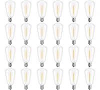 ROMANJOY ST38 LED Bulbs Outdoor Solar Powered Shatterproof, 3 Volts, 24Pack | ST38 Low Voltage DC 3V Bulbs with E12 Base for Solar String Light Replacement, 2700K Soft Warm Solar Bulb