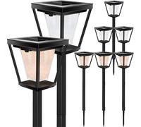 ROMANJOY Upgraded Solar Lights Outdoor, Auto On/Off Solar Stake Lights for Sidewalk, Cool & Warm White Sparkle Effects Solar Pathway Lights for Patio Driveway Yard Lawn, 8 Pack