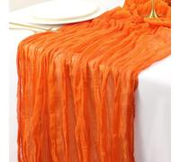 ROMANKAS 2 Pack Orange Cheesecloth Table Runner 10ft Sheer Gauze Table Runners for Weddings Boho Cheese Tablecloth Runner Farmhouse Table Cover Halloween Holiday Party Cheesecloth Table Overlay