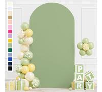 ROMANKAS 6.6FT Wedding Arch Cover Sage Green Spandex Arch Backdrop Covers 2-Sided Balloon Arch Cover Spandex Fitted Wedding Arch Stand Covers for Party Ceremony Banquet Decoration