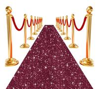 ROMANKAS Burgundy Wedding Aisle Runner Outdoor Glitter Carpet Runner Sequins Aisle Runner for Wedding Ceremony 4ftx15ft Wine Runway Carpet for Party Runway Carpet Rug Banquet Walkway Rug