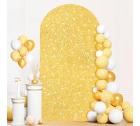 ROMANKAS Gold Arch Cover Sequin Wedding Arch Cover 7.2x4FT Stretchy Arches Covers Shimmer Backdrop Covers Sparkle Arched Stand Covers Glitter Backdrop Spandex Covers for Prom Party Decorations