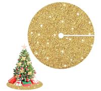 ROMANKAS Gold Christmas Tree Skirt 36 Inch Sequence Tree Skirts Velvet Xmas Tree Skirt Embroidered Sequin Tree Mat for 6FT Tree Golden Glitter Tree Skirts Cover for Merry Christmas Tree Decorations