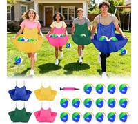 ROMANKAS Granny Pants Game, Granny Pants Yard Game Set with 16 Bouncy Balls and 1 Air Pump (Random Colors) 4PCS Granny Pants Outdoor Game for Adults and Family Reunion Team Game Party