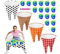 ROMANKAS Granny Pants Outdoor Game, 4PCS Granny Pants Yard Game with 16 Bouncy Balls & 1 Air Pump（Random Color）, Giant Pants Outdoor Game for Adults and Family Entertainment Group Activities