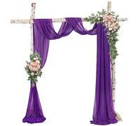 ROMANKAS Purple Arch Draping Fabric 2 Panels 20ft Arch Drapes for Wedding Ceremony Chiffon Weddings Arch Drapes Sheer Draping Fabric for Backdrop for Wedding Party Bridal Reception Decorations