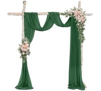 ROMANKAS Wedding Arch Drapery Hunter Green Sheer Arch Drapes 20ft 2 Panels Chiffon Curtains for Wedding Tulle Arbor Archway Drapes Sheers Ceiling Draping Fabric for Ceremony Reception Birthday