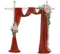 ROMANKAS Wedding Arch Drapes Fabric 2 Panels 20FT Terracotta Curtains for Backdrop Wedding Arch Sheer Drapes for Wedding Ceremony Decor Rust Sheer Drapery Ceiling Fabric Draping Fabric for Prom Arbor