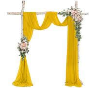 ROMANKAS Wedding Arch Draping Fabric Gold Sheer Fabric for Draping 20ft Chiffon Drapes for Wedding Arch Draping Fabric Luxury Sheers Ceiling Drapery for Wedding Ceremony Party Arch Decoration