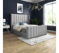 Romano Straight Winged Upholstered Soft Velvet Bed Frame - Grey