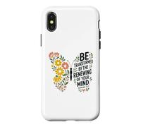 Romans 12:2 Bible Verse Spring Floral Butterfly Affirmation Case for iPhone X/XS