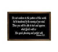 Romans 12:2 Do Not Conform to The Pattern of This World,Transformed By The Renewing of Your Mind,T Framed Wood Sign Wall Plaque 12x8in Wooden Wall Sign,Farmhouse Bedroom Living Room Home Decor