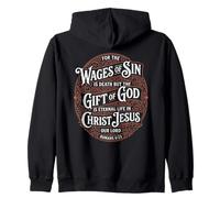 Romans 6:23 Wages of Sin Bible Verse for Christian Man Zip Hoodie