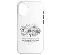 Romans 8:28 All Things Bible Verse Flower Design Christian Case for iPhone 16
