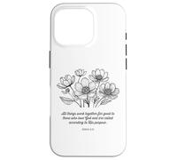 Romans 8:28 All Things Bible Verse Flower Design Christian Case for iPhone 16 Pro