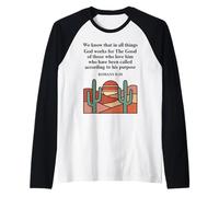 Romans 8:28 Bible Verse Christian Faith Desert Raglan Baseball Tee