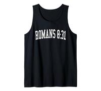 Romans 831 Bible Verse Christian Collegiate Style Distressed Tank Top