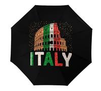 Romans-Colosseumes Italian Flag Travel Umbrella Windproof Folding Umbrella for Rain Auto Open Close Manual