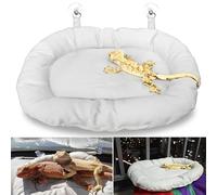 Romansk Bearded Dragon Bed Soft Mat with Suction Cup, Bearded Dragon Sleep Cushion Washable for Car Bearded Dragon Carrier and Reptile Tank Accessories (Grey)