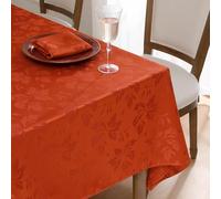 Romanstile Autumn Table Cloth Orange Vintage Jacquard Tablecloth rectangular 140x200 cm,Water-Repellent,Wipeable,Elegant Floral Pattern for Gatherings,Holiday Dining,Party,Halloween,Thanksgiving