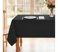 Romanstile Black Tablecloth Wipe Clean Rectangular 55x78 Inch Christmas | Washable Water Resistant Halloween Table Cloth for Birhday Winter Party Festival Decoration Dining,140x200 cm