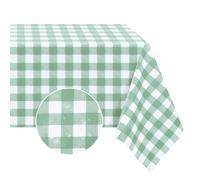 Romanstile Checkered table cloth Green Gingham square Party PVC wipe clean and waterproof Tablecloth,Table cloths plastic,Oilcloth,Birthday,Outdoor,restaurant,Picnic,Summer,Spring,Camping,137x137cm