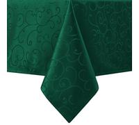 Romanstile Dark Green Christmas Tablecloth 140x140 cm, Square, Water-Repellent, Wipeable, Stain Resistant, 210GSM Jacquard, Table Cover for Holiday Dining, Party, Elegant Finish