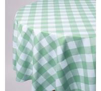 Romanstile gingham Tablecloth round PVC 140cm wipe clean white and Green,plastic table cloths waterproof,Oil cloth Tablecloths,Birthday Party Outdoor Wedding Garden Spring Sommer Christmas
