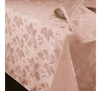 Romanstile Large Spring Table Cloth Outdoor Pink 140x240 cm, Elegant Jacquard Damask, Wipeable & Water-Repellent Tablecloth, Perfect for Easter, Garden Parties, Mother's Day & Dining,Girl's Birthday