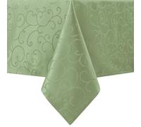 Romanstile Outdoor Green Table Cloth Wipe Clean Spring 140x140 cm square - Elegant Vine Pattern Jacquard Water Resistant Tablecloth for Balcony, Garden, Terrace, Summer, Dining Table, Easter