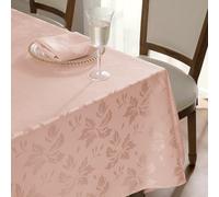 Romanstile Pink Spring Tablecloth 140x200 cm, Elegant Jacquard Damask, Wipeable & Water-Repellent Outdoor Table Cloth, Perfect for Easter, Garden Parties, Mother’s Day & Spring Dining,Girl's Birthday