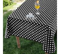 Romanstile PVC Table Cloth Black Polka Dot Vinyl Tablecloths wipeable plastic Tablecloth waterproof for Outdoor Party Birthday Picnic BBQ dining,Gingham fabric,Oilcloth,rectangle,55x78 inch,140x200 CM