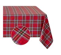 Romanstile Red Table Cloth Christmas Rectangular 137x274 cm PVC Tablecloths 100% Waterproof Oilcloth Gingham Xmas Table Cloths Wipe Clean Decor for New Year Party Birthday Wedding Outdoor Picnic