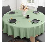 Romanstile round Table Cloth diameter 140 cm wipe clean PVC Sage Green Tablecloths wipeable plastic Tablecloth waterproof Spring Summer Party Birthday Picnic BBQ dining,Oilcloth,Garden,easter