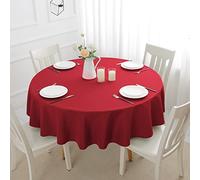 Romanstile Round Table cloth red wipe clean,160 cm Xmas Waterproof Stain Resistant Washable Table Cloths Wrinkle Free Polyester Table Cover for Christmas Kitchen Dining Party Wedding,63 inch