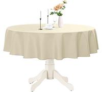 Romanstile Round Waterproof Tablecloth, Stain Resistant Washable Table Cloths Wrinkle Free Polyester Table Covers for Kitchen Dining Party Wedding Indoor and Outdoor - Khaki, 70 Inch