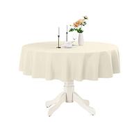 Romanstile Round Waterproof Tablecloth, Stain Resistant Washable Table Cloths Wrinkle Free Polyester Table Covers for Kitchen Dining Party Wedding Indoor and Outdoor - Cream, 60 Inch