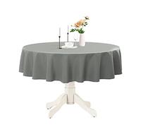 Romanstile Round Waterproof Tablecloth, Stain Resistant Washable Table Cloths Wrinkle Free Polyester Table Covers for Kitchen Dining Party Wedding Indoor and Outdoor - Light Grey, 60 Inch