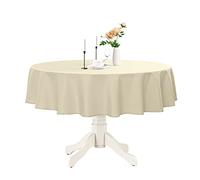 Romanstile Round Waterproof Tablecloth, Stain Resistant Washable Table Cloths Wrinkle Free Polyester Table Covers for Kitchen Dining Party Wedding Indoor and Outdoor - Khaki, 90 Inch