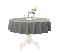 Romanstile Round Waterproof Tablecloth, Stain Resistant Washable Table Cloths Wrinkle Free Polyester Table Covers for Kitchen Dining Party Wedding Indoor and Outdoor - Light Grey, 48 Inch